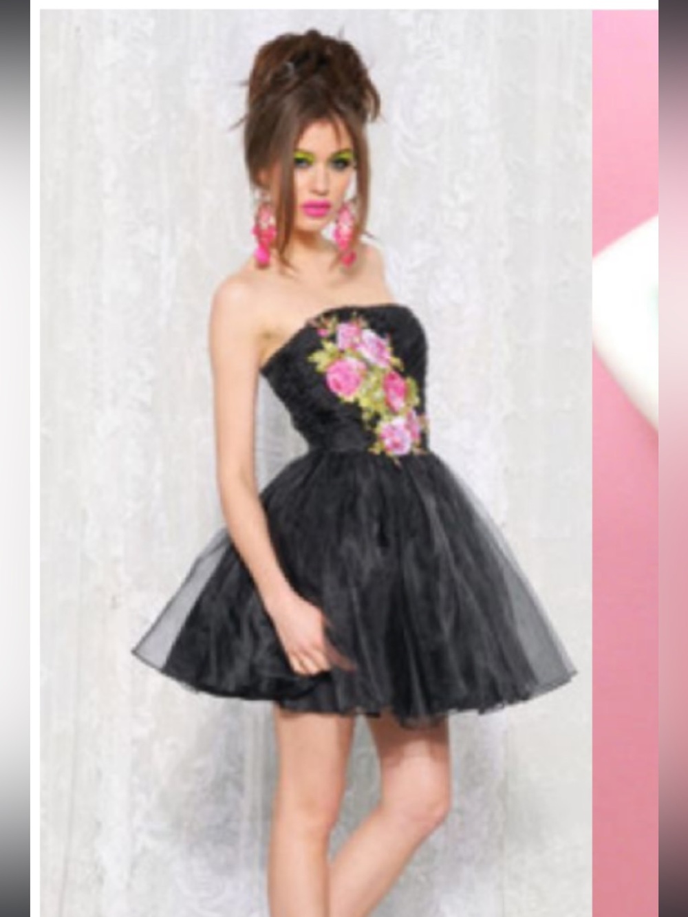 Vintage Betsey Johnson Couture Runway Y2K Tulle Dress Floral Appliqué Size 0 NWT